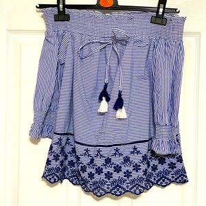 Cute stripes bohemian blue top!